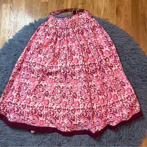 Vintage Collections Floral Pink Ling Midi Skirt Size S